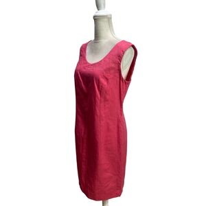VTG Handmade‎ Pink Linen S Sleeveless Dress Knee Length Casual Career Sheath
